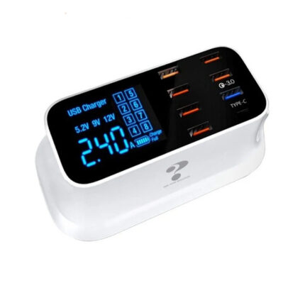 Carregador USB Fast Charge 8 Portas - Tela LED